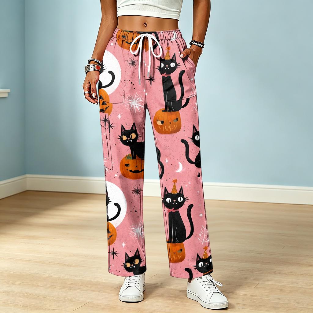 Women's Drawstring Elastic Waist Casual Pants with Pockets Color for Everyday Wear