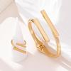 Fashion Creative Square Open Adjustable Bracelet Ring Set
