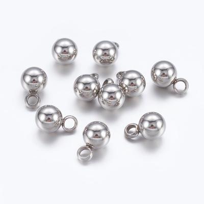 100pcs Tarnish Resistant 304 Stainless Steel Pendants Round Stainless Steel Color 7.5x5mm Hole: 1.8mm