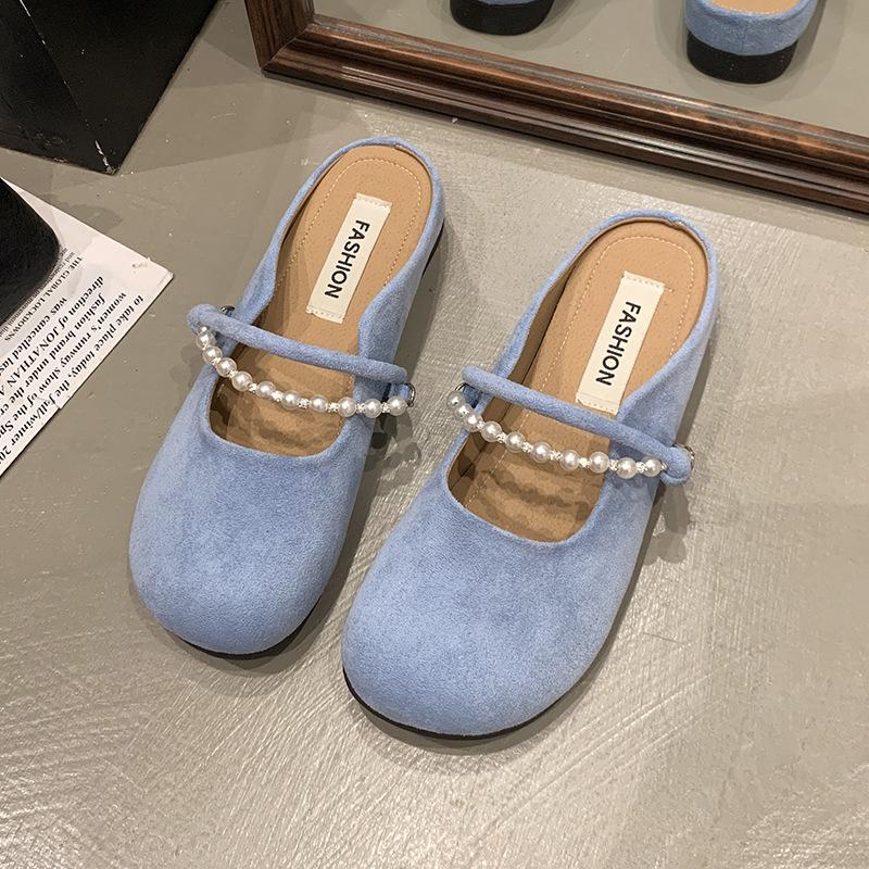 Hausschuhe Damen neue weichsohlige Oma-Schuhe im Sommer 2025, Perlen-Schleife, kleiner duftender Stil, Außenschuhe, Zehensandalen Damen