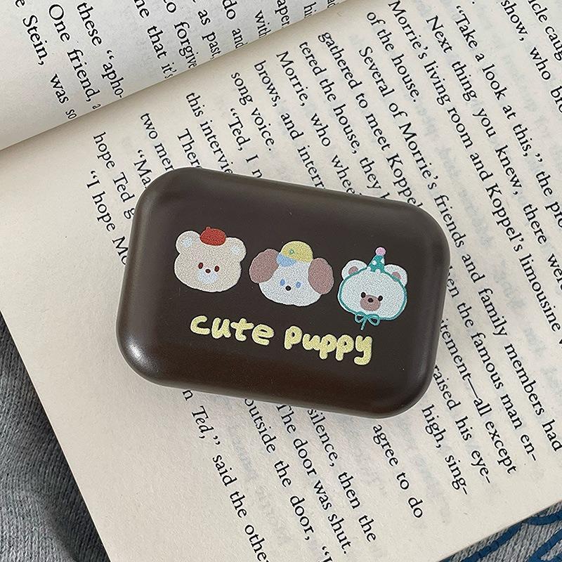 1pc Ins Letter Print Contact Lens Case Contact Lens Companion Box Beauty Eye Box Portable Contact Lens Box with Mirror Tweezers