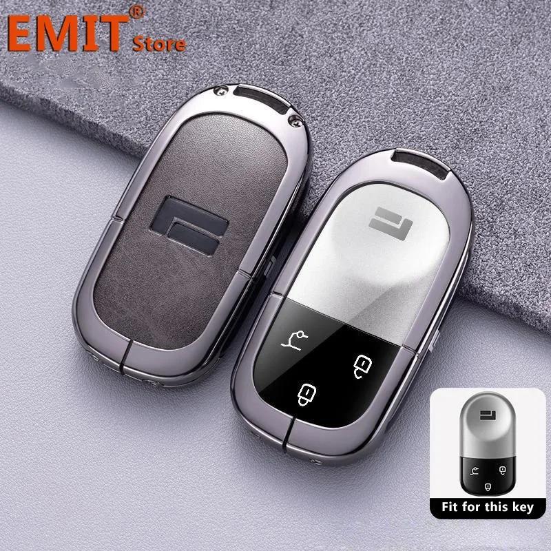 Fit For Baic Jishi Polestone 01 Polestones Zinc Alloy Genuine Leather Auto Key Fob Remote Smart Case Cover Housing Key Ring Ring Mount Auto