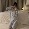 Autumn Spring Ice Silk Pajamas Women Sleepwear Long Sleeve Casual Nightwear Pyjamas Suit Home Clothes Floral Printed Sleep Set