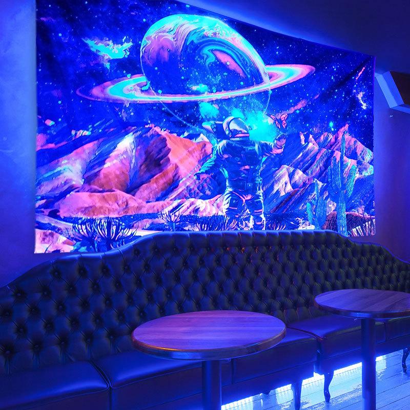 УФ-флуоресцентный гобелен с принтом астронавта и планеты — фото 6