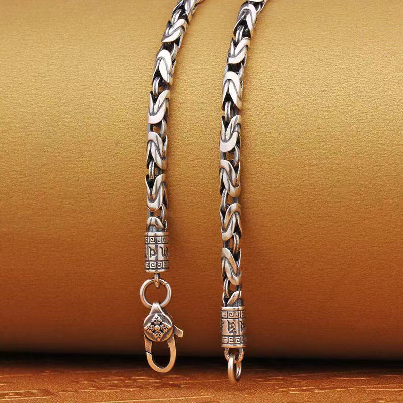 Misty Rain Men's Retro Hip Hop Necklace with Six-Character Mantra