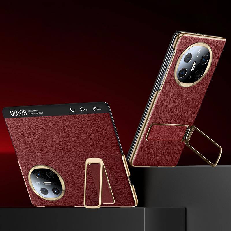 

Подходит для чехла для мобильного телефона Huawei Matex6, браслета-подставки с вращением X5, умного окна X3, противоударного бизнес-кожаного чехла с гальваническим покрытием Huawei Mate X3