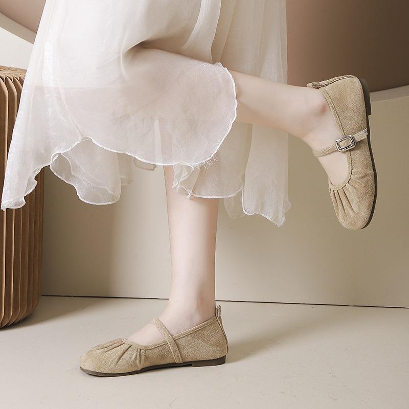 Franse retro damesschoenen zachtzool schoenen zomer Koreaanse versie designgevoel met rode Mary Jane enkelschoenen platte schoenen