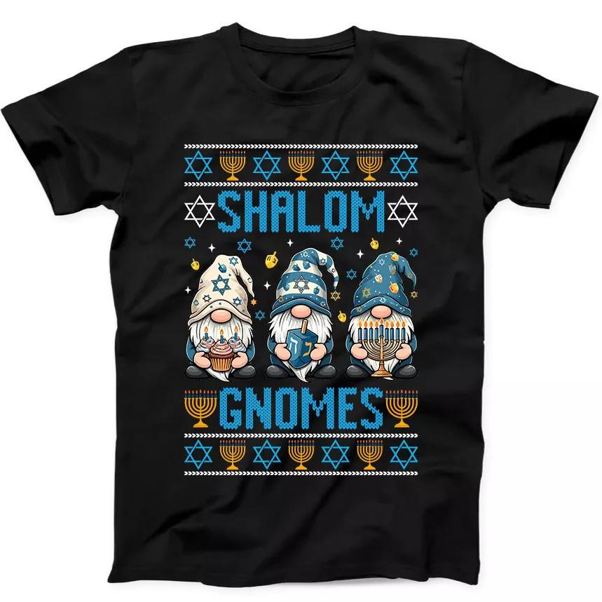 Shalom Gnomes Hanukkah Best Seller Funny Gift Black Tee T Shirt 174