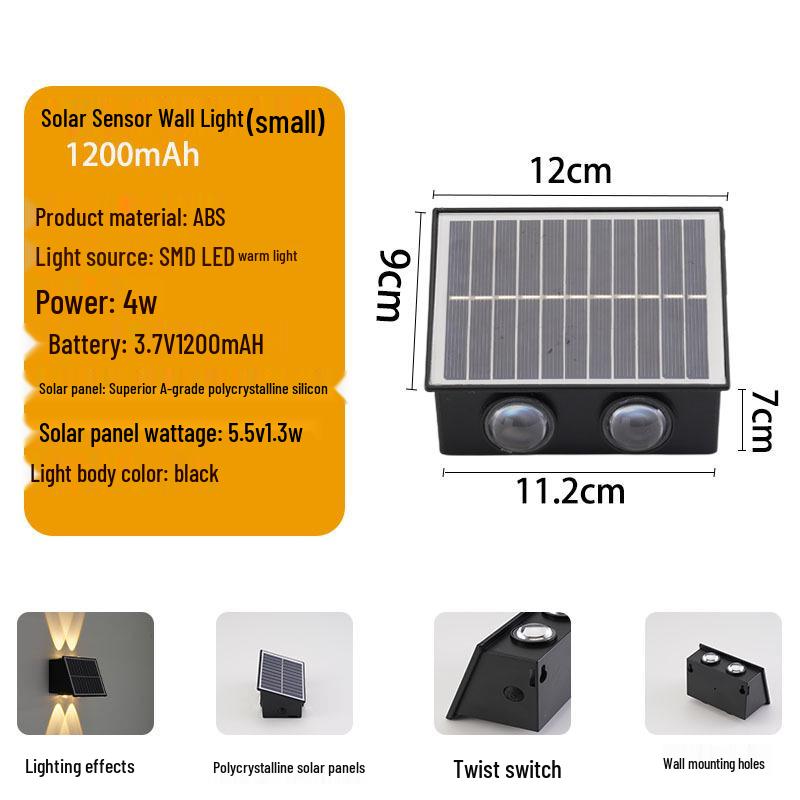 

Dual-Sided Outdoor Solar Wall Lights: Waterproof, Up/Down Courtyard & Gate Mount