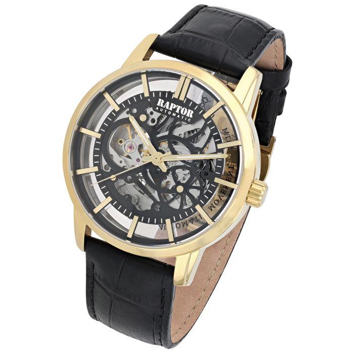 Montre - RAPTOR - Automatique - Boîtier acier inoxydable - Bracelet cuir 22 mm - Étanchéité 5 ATM