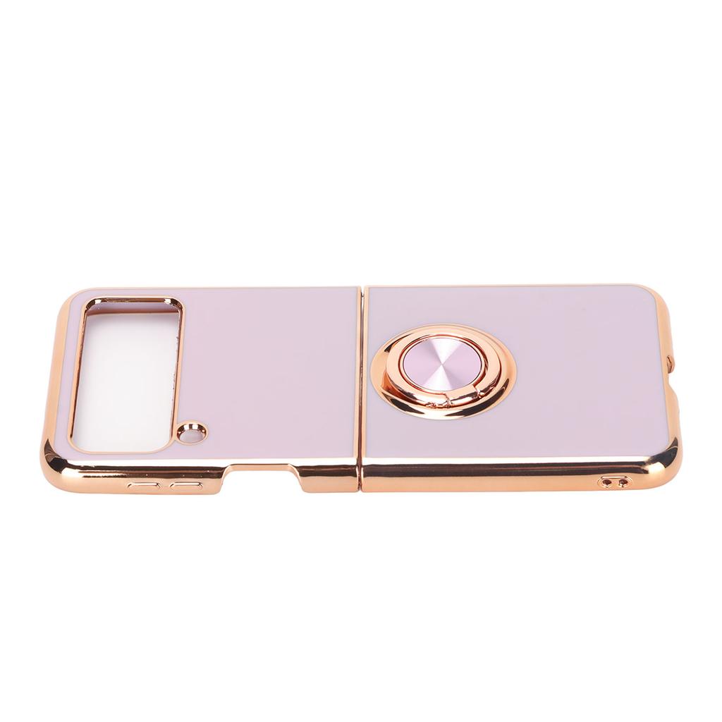 Smartphone Protective Case Car Magnetic Phone Cover with 360 Degree Rotation Finger Loop Stand for Z Flip 3 Light Purple