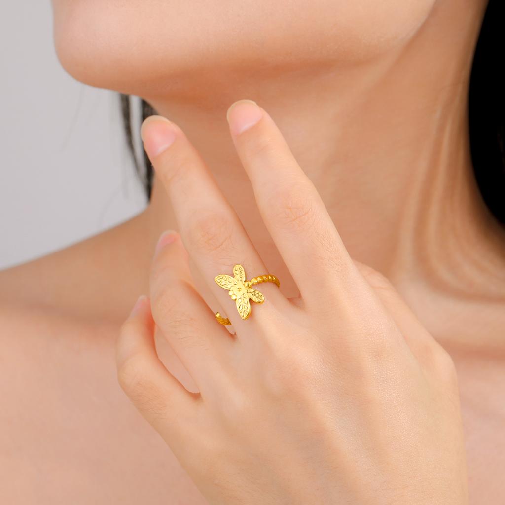 Fashion Stainless Steel Open Ring Dragonfly Irregular Geometric Finger Rings Women Jewelry Wedding Gift Wholesale