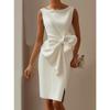 TIFICY Women's Fashion Summer Spring Solid Color Print Sleeveless O-Neck Loose Waistline Casual Dresses