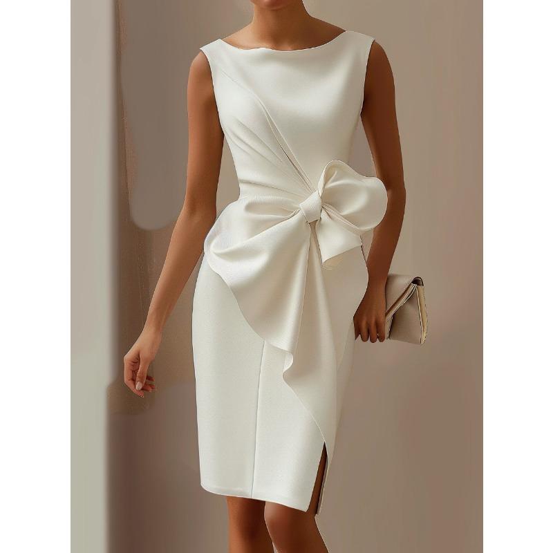 TIFICY Women's Fashion Summer Spring Solid Color Print Sleeveless O-Neck Loose Waistline Casual Dresses