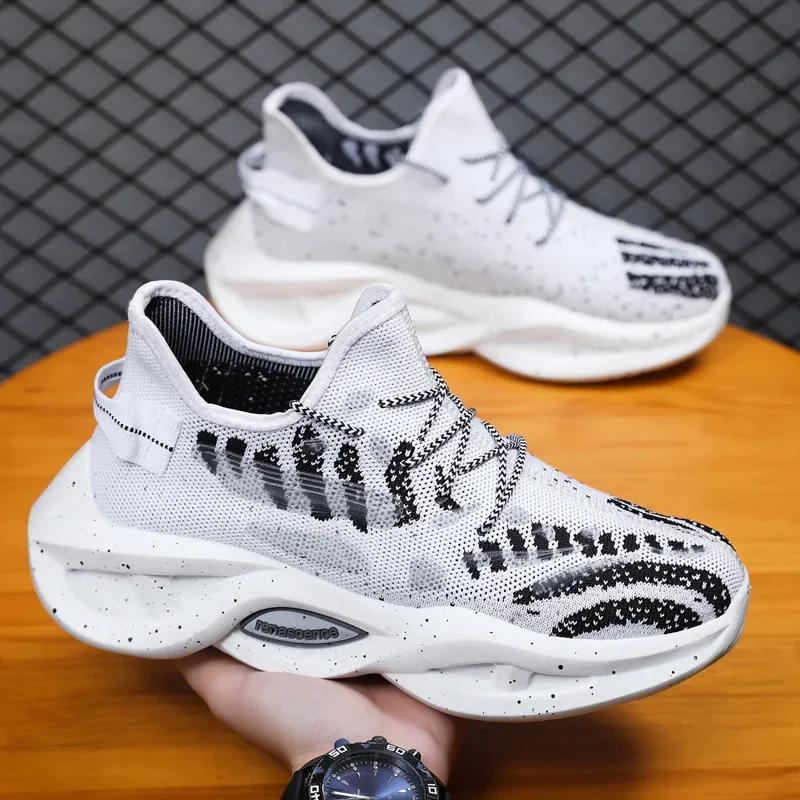 Men's Breathable Running Shoes Trend Sneaker Thick Bottom Non-slip Shoes for Men New Flat Comfort Casual Shoes Tenis Masculino