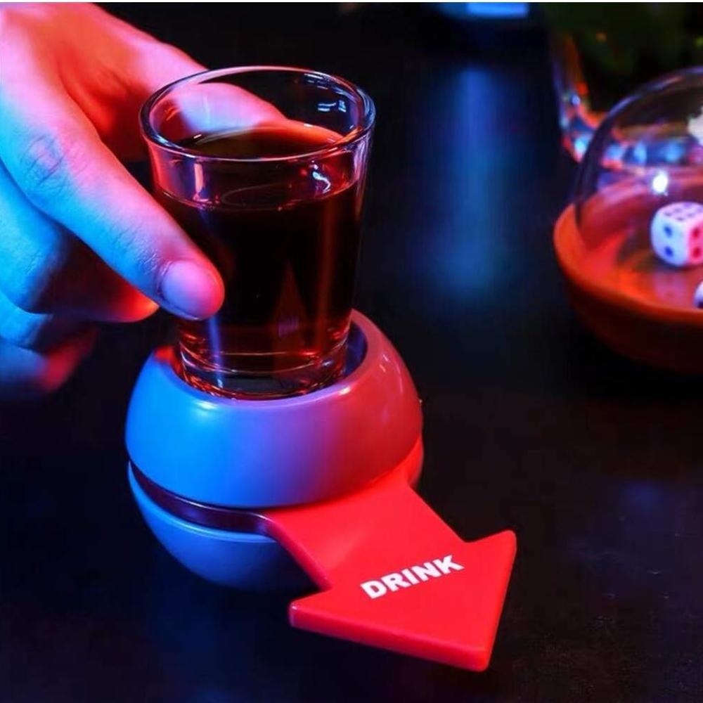Spin The Shot, Fun Party Drinking Game, Shot Spinner Prop, Includes 1Ounce Shot Glass, Adult Arrow Rotary Toys, Rave Party Games