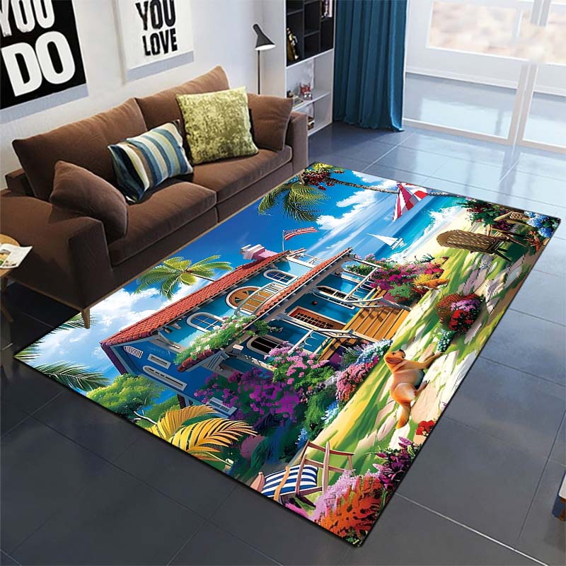 Beach Treasure Chest Area Rug, Coastal Decor Floor Mat