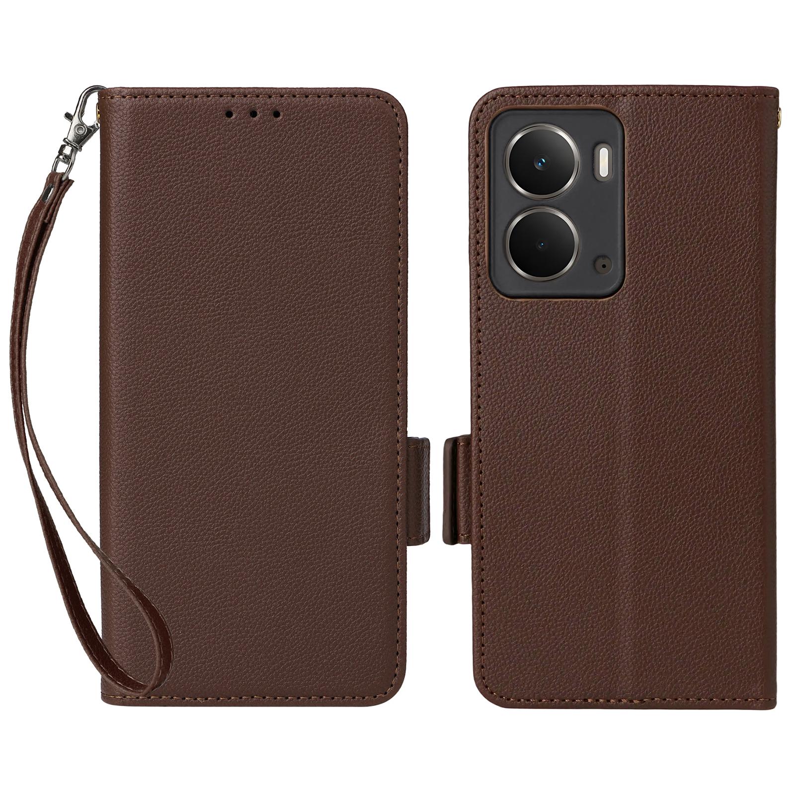 

Для Realme Neo7x 5G/P3 5G Чохол з ремінцем на зап ястя Текстура лічі Шкіряний гаманець-чохол для телефону Brown