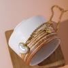 Golden Double Layer Chain Heart Pearl Charm Bracelet for Women Elegant Jewelry Gift