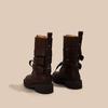 Retro Martin Stiefel Damen Frühherbst neu dicker Absatz Einzelstiefel vielseitige Gürtelschnalle kurze Stiefel