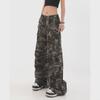 Women's 2024 Retro High-Waist Camouflage Wide-Leg Pants - Army Green, Casual Hip-Hop Style