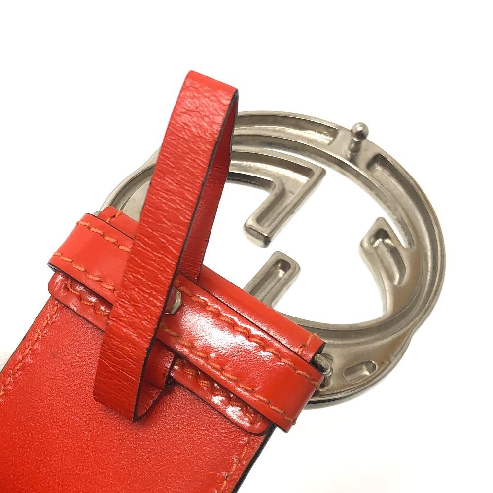 GUCCI 032 194 0979 GG logo Waist belts belt Leather Orange/SilverHardware