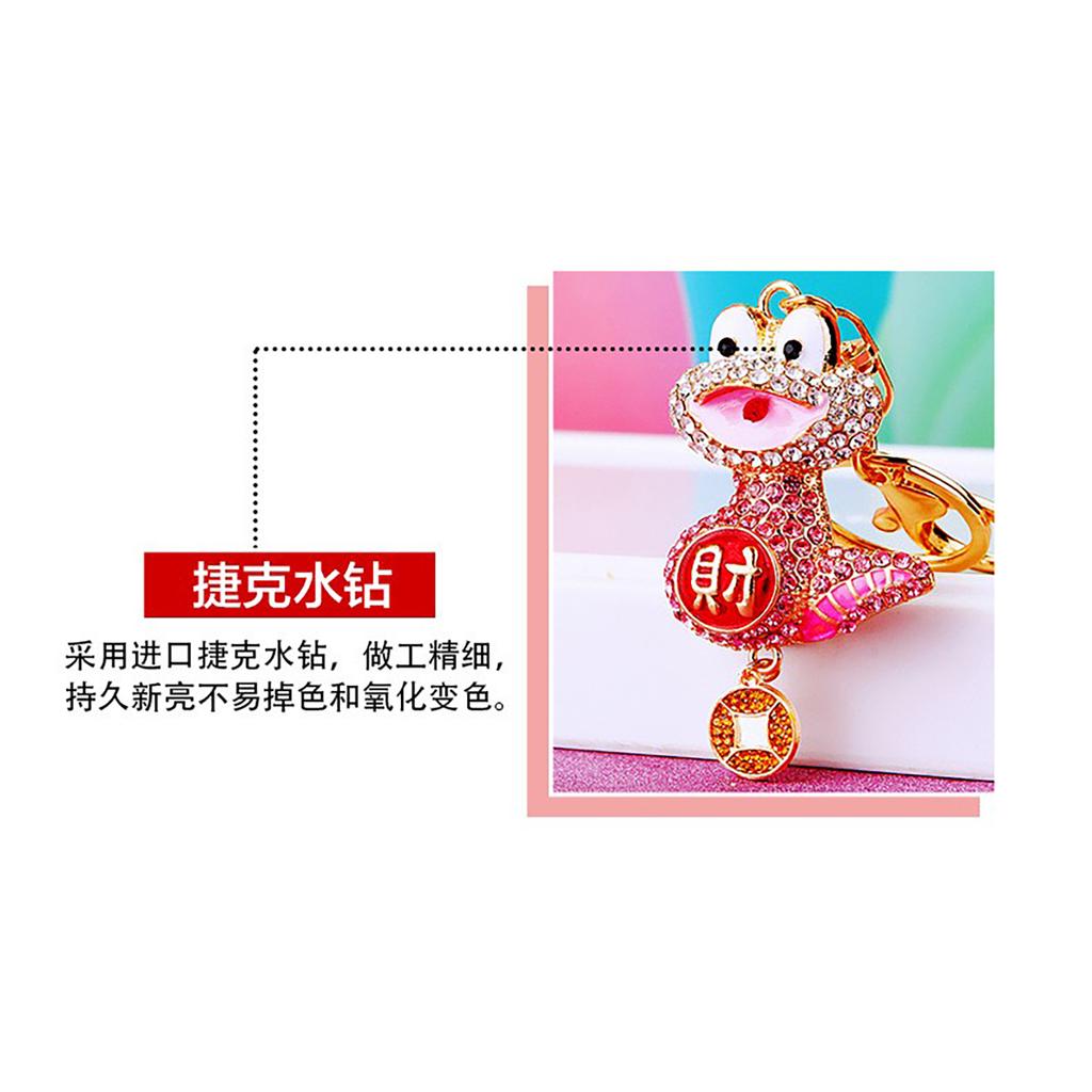 Snake Keychain Charm Fortune Rhinestone Snake Pendant Decorative Keychain for Bags