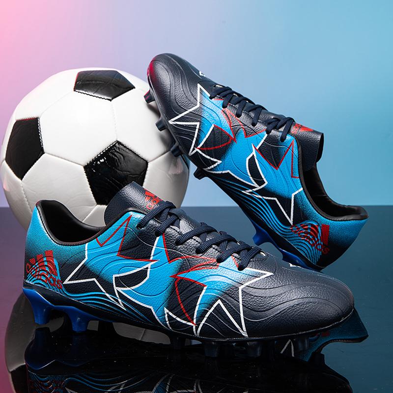 

Футбольные бутсы для мужчин FG с нескользящей подошвой, футбольные бутсы с индивидуальным дизайном в виде звезд, кроссовки с гальваническим покрытием, футбольные бутсы 44 44 темно-синий