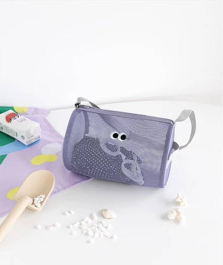 Borsa da toilette a tracolla cilindrica in rete - Viaggio, Spiaggia, Portaoggetti per il nuoto