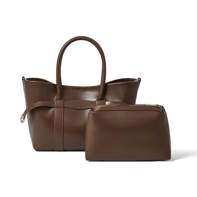 Niche Design High-quality Soft Cowhide Large-capacity Tote Bag, Simple Genuine Leather Shoulder and Crossbody Bag, Stylish and Elegant Women's Bag