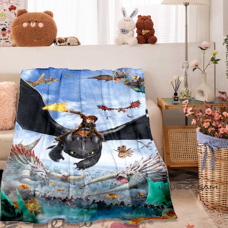 

This cartoon How to Train Your Dragon patterned blanket is super soft and comfortable, suitable for home, bed, sofa, office, 75x90cm