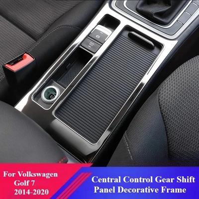 Für Volkswagen Golf 7 2014- Innenraum Handbremse Becherhalter Rahmen Dekorationspanel Edelstahl Dekorationsaufkleber Werkzeuge MK7