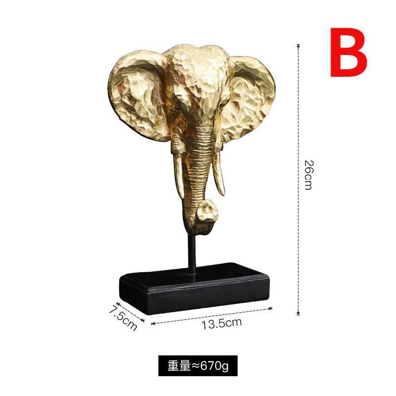 Gold Elephant Head Ornaments Living Room Bedroom Decoration Elephant Ornaments for Gifts Resin Elephant Candle Holder A/B Style