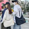 Large capacity simple tooling wind messenger bag women's solid color lightweight tote bag summer sports shoulder bag