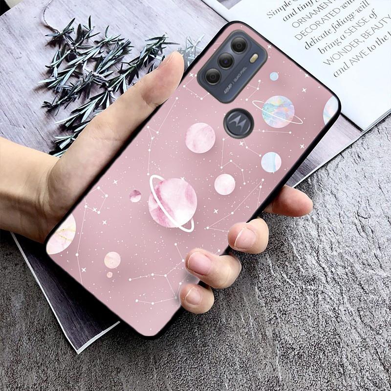 Moon Stars Space Astronaut Phone Case for Motorola Moto G22 G60 G52 G9 G7 Plus G8 Power G100 G Stylus G30 G10 GPure