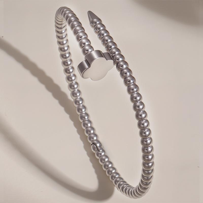 New Couple Love Four-leaf Clover Round Bead Open Fashion Bracelet Bracelet