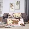 Rilakkumas and Friends Flannel Blanket Winter  Super Warm Throw Blanket for Kids Adult Bedroom Print Bedspread Sofa Bed Cover