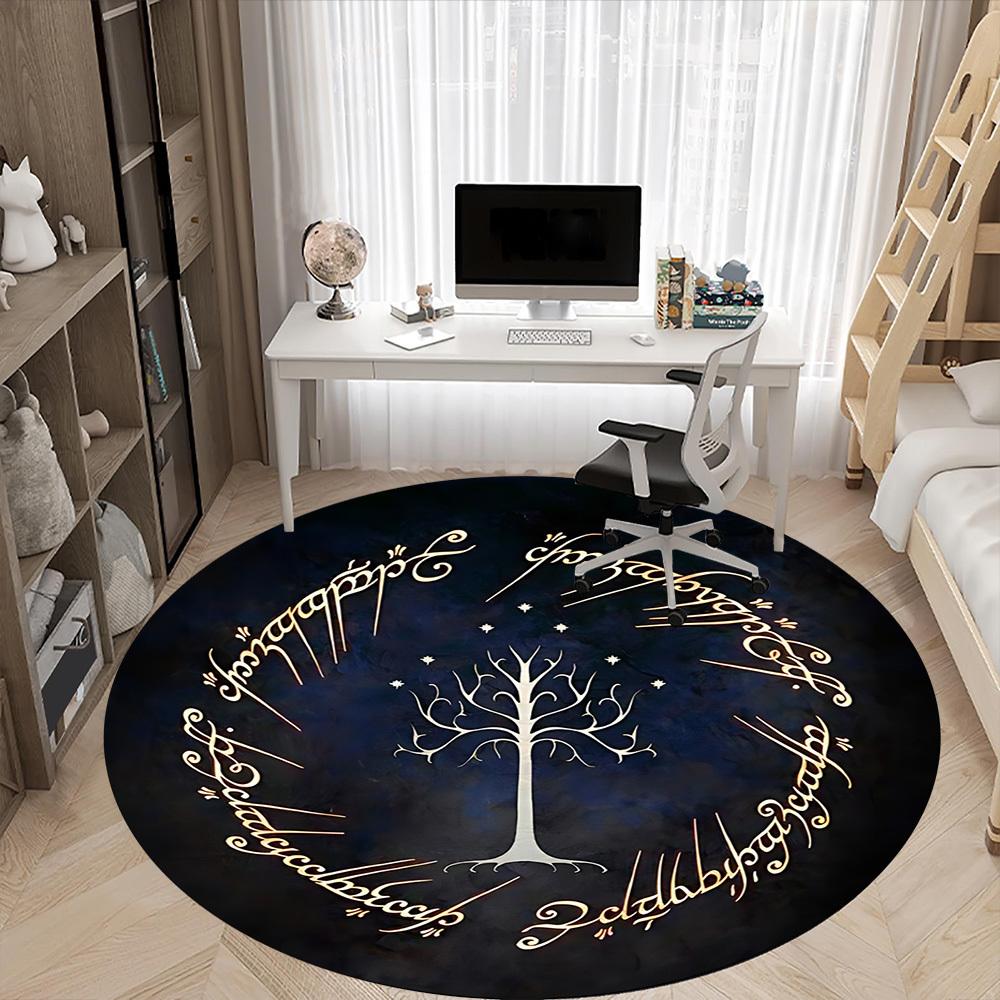 1pc Lord of the Rings Office Round Area Rug, Indoor Mat Suitable For Office, Under Office Chairs Bedroom Living Room Home Decor, Room Deco