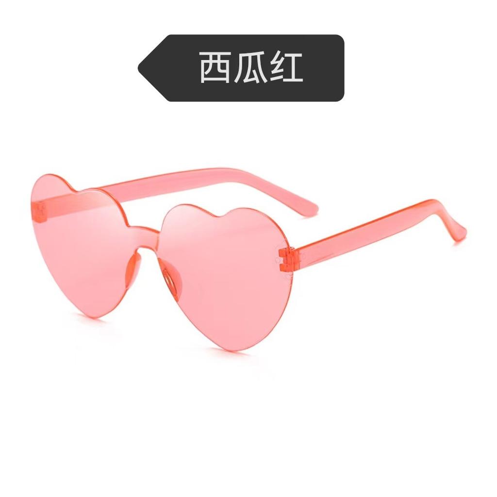 Peach Heart Sunglasses Love Glasses Trend Frameless One-Piece Marine Film Dazzling Color Sunglasses