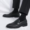 Fashion Men's Casual Leather Shoes Minimalist Luxury Style Office and Business Groom's Wedding Party Dress Black Brown Retro Slip On