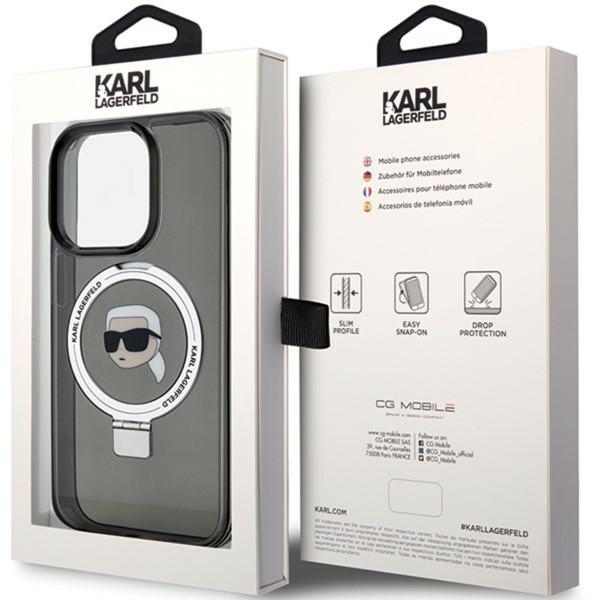 Karl Lagerfeld Klhmp15Lhmrskhk Iphone 15 Pro 6.1 Czarny/Black Hardcase Ring Stand Karl Head Magsafe