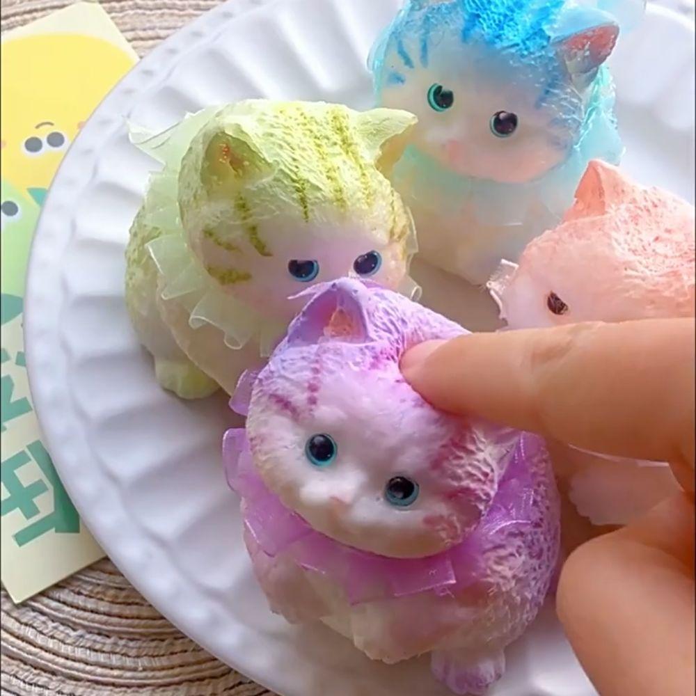 Slow Rebound Cat Doll Squeeze Toy Cartoon Cat Fidget Toy Mini Ornaments