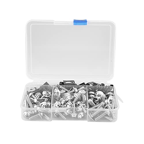 Motorradschrauben Aluminium 177 Stück Motorradschrauben Verkleidungsschrauben-Kit Universal M5 M6 für Yamaha Sportmotorrad (SILBER)