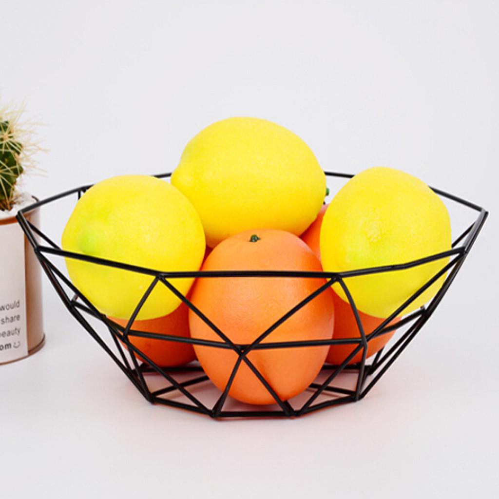 Geometric Fruit Vegetable Wire Basket Metal Bowl Kitchen Storage Desktop Display