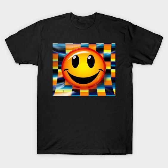 Retro Face on Checkered Background Funny Unisex T-Shirt S