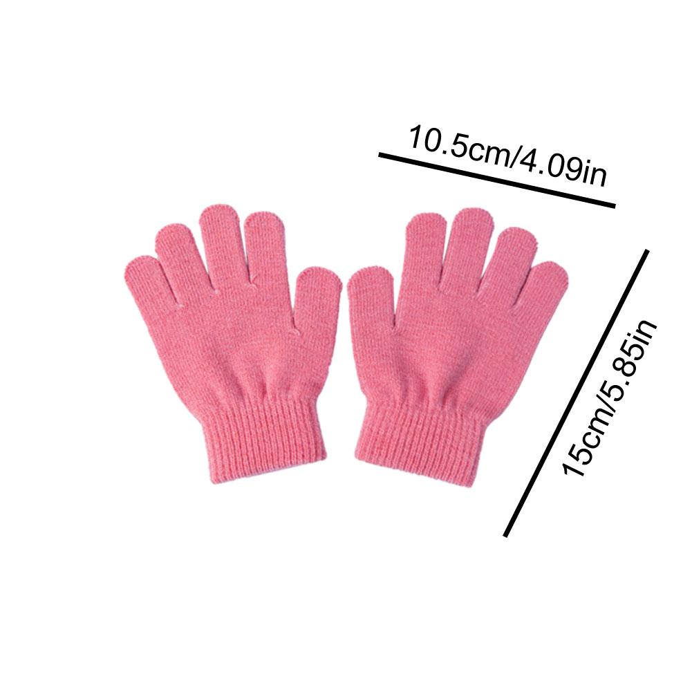 For 4-8 Years Old Kids Boys Girls Winter Cold And Warm Gloves Children Gloves Winter Knitted Full Finger Gloves Unisex Solid