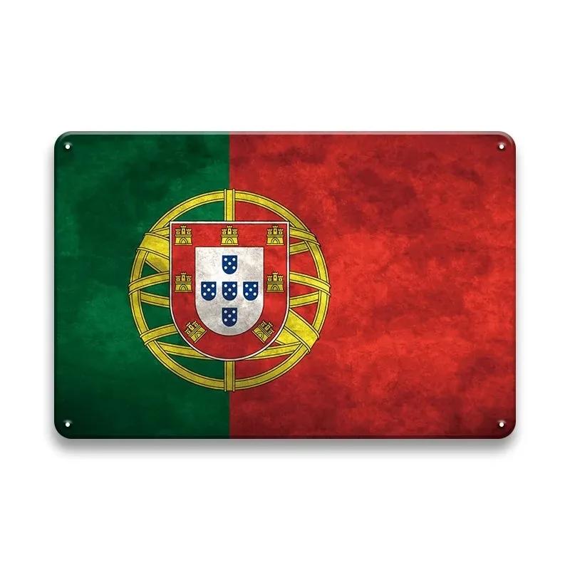 Rustic Antique International Countries Flag Metal Sign Retro Wall Art For Bar Garage Pub Man Cave Indoor Wall Decoration