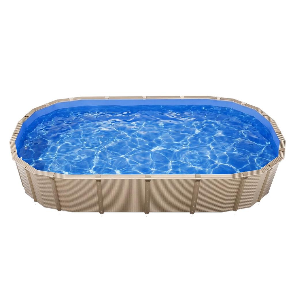 Oval Pool Liner, 375 x 610 cm UniBead Swimming Pool Liner for 120 cm Wall Height, Premium Vinyl, Easy Install with Leak-Proof Patches, Designed for