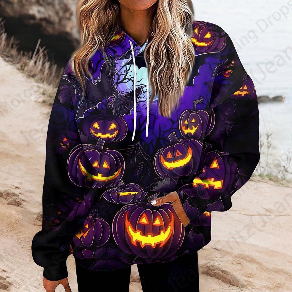 Happy Halloween 3d Print Hoodie Women Fashion Oversized Hoodies Women Sweats Halloween Hoodie Sweatshirt Women Tracksuits Coat
