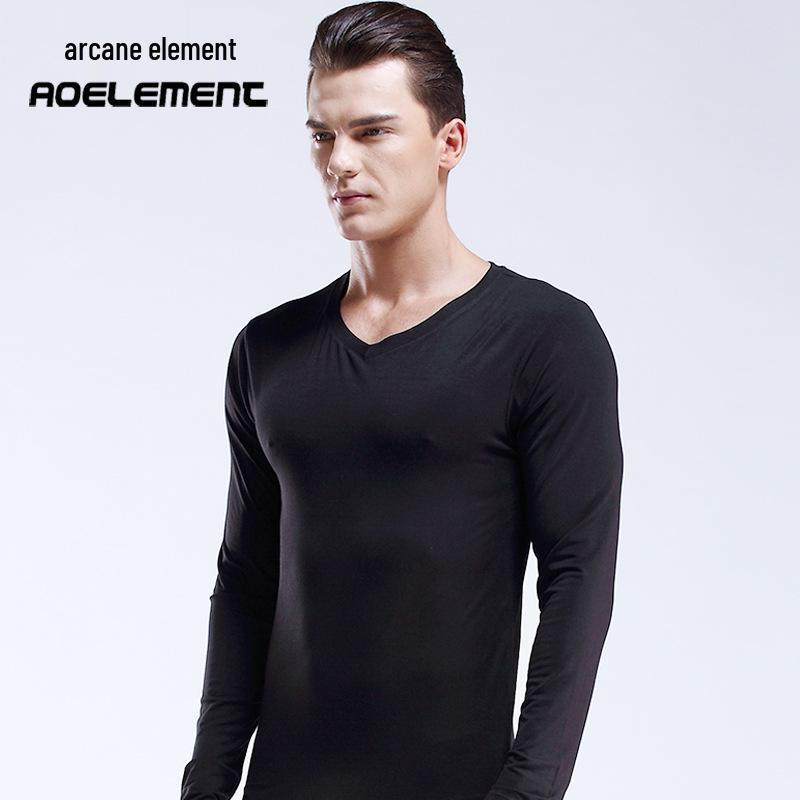 Men's Slim V-Neck Thermal Top - Lightweight Autumn/Winter Undershirt